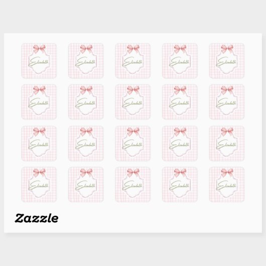 Gepersonaliseerde Elizabeth Baby Girl Nursery Ging Vierkante Sticker (Vel)