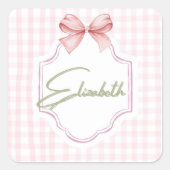 Gepersonaliseerde Elizabeth Baby Girl Nursery Ging Vierkante Sticker (Voorkant)