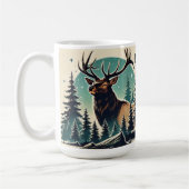 Gepersonaliseerde Elk in het bos met Sterrennacht  Koffiemok (Links)