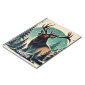 Gepersonaliseerde Elk in het bos met Sterrennacht  Notitieboek (Linkerzijde)