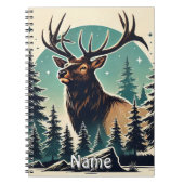 Gepersonaliseerde Elk in het bos met Sterrennacht  Notitieboek (Voorkant)
