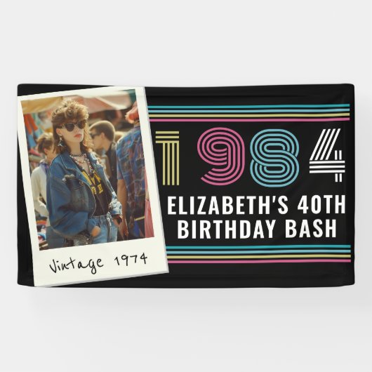 Gepersonaliseerde elke leeftijd  aangepaste foto V Spandoek (Horizontaal)