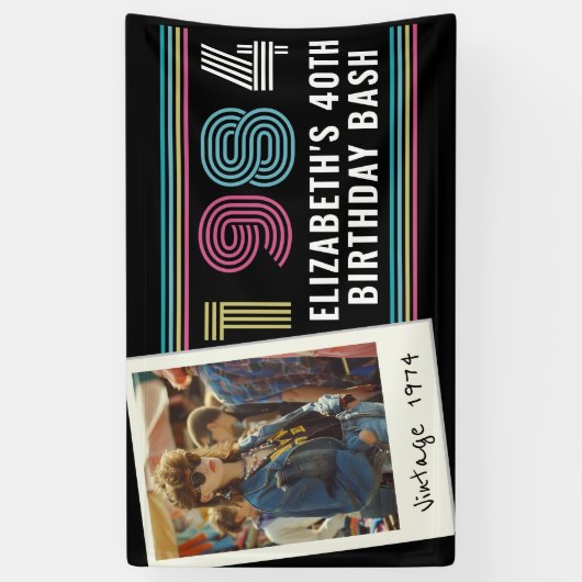 Gepersonaliseerde elke leeftijd  aangepaste foto V Spandoek (Verticaal)