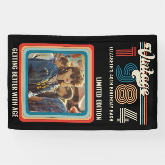 Gepersonaliseerde elke leeftijd  aangepaste foto V Spandoek (Horizontaal)