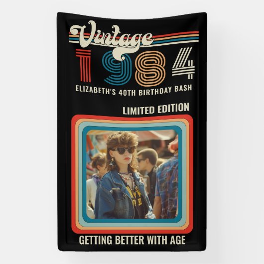 Gepersonaliseerde elke leeftijd  aangepaste foto V Spandoek (Verticaal)