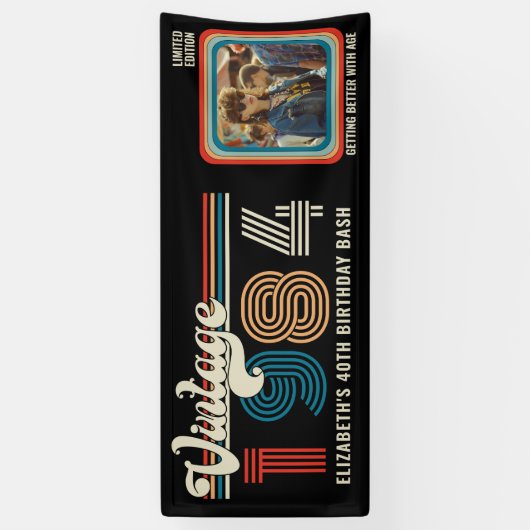 Gepersonaliseerde elke leeftijd  aangepaste foto V Spandoek (Verticaal)