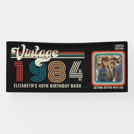 Gepersonaliseerde elke leeftijd aangepaste foto V Spandoek (Horizontaal)