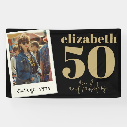 Gepersonaliseerde elke leeftijd  aangepaste foto V Spandoek (Horizontaal)