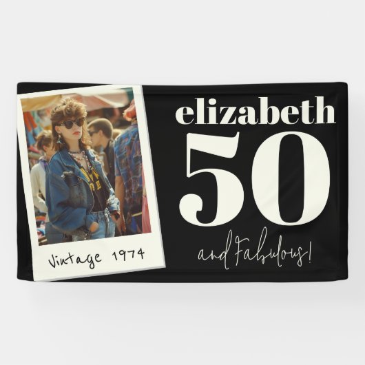 Gepersonaliseerde elke leeftijd  aangepaste foto V Spandoek (Horizontaal)