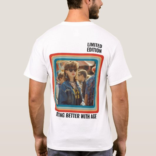 Gepersonaliseerde elke leeftijd  aangepaste foto V T-shirt (Achterkant)