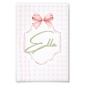 Gepersonaliseerde Ella Baby Girl Nursery Bow & Gin Foto Afdruk (Voorkant)