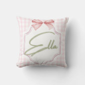 Gepersonaliseerde Ella Baby Girl Nursery Bow & Gin Kussen (Voorkant)