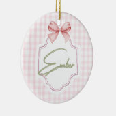 Gepersonaliseerde Ember Baby Girl Nursery Bow & Gi Keramisch Ornament (Rechts)