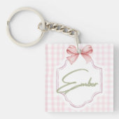 Gepersonaliseerde Ember Baby Girl Nursery Bow & Gi Sleutelhanger (voorkant)