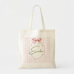 Gepersonaliseerde Ember Baby Girl Nursery Bow & Gi Tote Bag