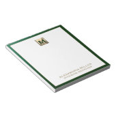 Gepersonaliseerde Emerald Green Gold-monogram Notitieblok (Schuin)