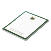 Gepersonaliseerde Emerald Green Gold-monogram Notitieblok (Linkerzijde)