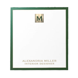 Gepersonaliseerde Emerald Green Gold-monogram Notitieblok