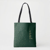 Gepersonaliseerde Emerald Green Gold Square Confet Tote Bag (Voorkant)