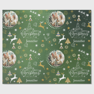 Gepersonaliseerde Emerald Green Merry kerstcadeau  Cadeaupapier