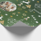 Gepersonaliseerde Emerald Green Merry kerstcadeau  Cadeaupapier (Hoek)