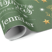 Gepersonaliseerde Emerald Green Merry kerstcadeau  Cadeaupapier (Rol Hoek)