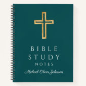 Gepersonaliseerde Emerald Green Religious Cross Notitieboek (Voorkant)