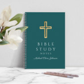 Gepersonaliseerde Emerald Green Religious Cross Notitieboek