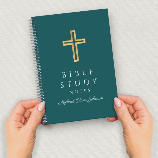 Gepersonaliseerde Emerald Green Religious Cross Notitieboek