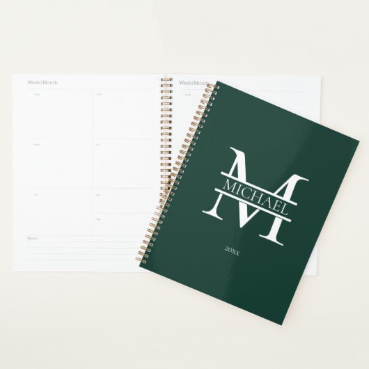 Gepersonaliseerde Emerald Monogram Initiaal Minima Planner (Display)