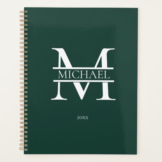 Gepersonaliseerde Emerald Monogram Initiaal Minima Planner (Voorkant)