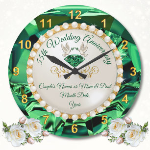 Gepersonaliseerde, Emerald Wedding Jubileum Gifts Grote Klok
