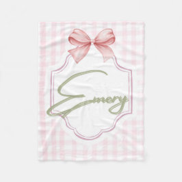 Gepersonaliseerde Emery Baby Girl Nursery Bow & Gi Fleece Deken