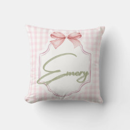 Gepersonaliseerde Emery Baby Girl Nursery Bow & Gi Kussen