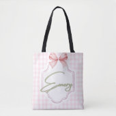 Gepersonaliseerde Emery Baby Girl Nursery Bow & Gi Tote Bag (Voorkant)