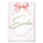 Gepersonaliseerde Emilia Baby Meisje Kwekerij Bow  Foto Afdruk (Voorkant)