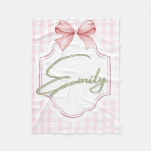 Gepersonaliseerde Emily Baby Girl Nursery Bow & Gi Fleece Deken
