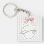 Gepersonaliseerde Emily Baby Girl Nursery Bow & Gi Sleutelhanger (voorkant)