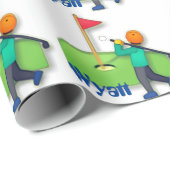 Gepersonaliseerde emoji golfkinderen van Birthday Cadeaupapier (Rol Hoek)