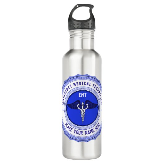 Gepersonaliseerde EMT Paramedici Caduceus Waterfles (Voorkant)