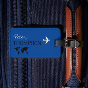 gepersonaliseerde en elegante BLUE aero-reizen Bagagelabel