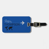 gepersonaliseerde en elegante BLUE aero-reizen Bagagelabel (Voorkant horizontaal)