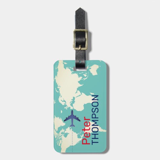 Gepersonaliseerde en elegante lichte blauwgroen re bagagelabel (Voorkant verticaal)