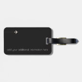 Gepersonaliseerde en elegante zwart-wit reizen bagagelabel (Achterkant horizontaal)