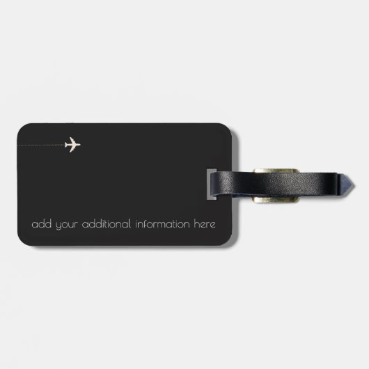 Gepersonaliseerde en elegante zwart-wit reizen bagagelabel (Achterkant horizontaal)