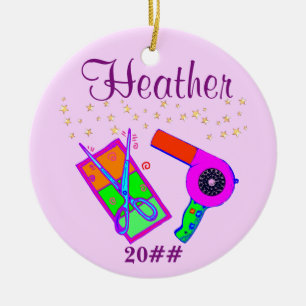 GEPERSONALISEERDE EN GEDATEERDE HAIR STYLIST ORNAM KERAMISCH ORNAMENT