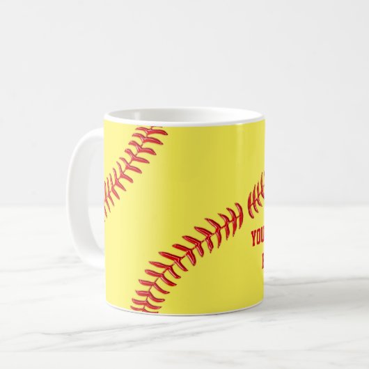 Gepersonaliseerde en Goedkope Softball-cadeautjes  Koffiemok (Voorkant links)
