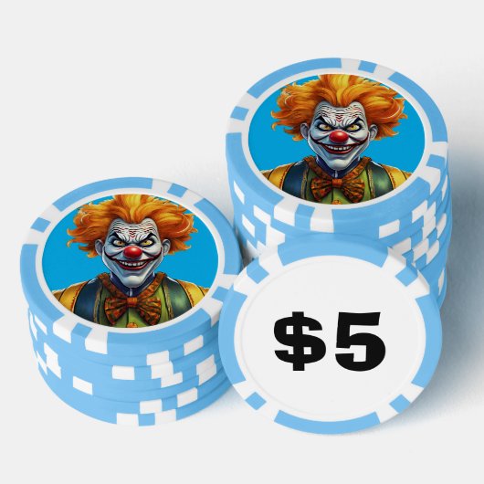 Gepersonaliseerde enge clown composiet poker chips (Opstapeling)