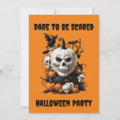 Gepersonaliseerde enge schedel Halloween party Kaart (Voorkant)
