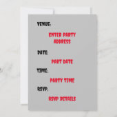 Gepersonaliseerde enge schedel Halloween party Kaart (Achterkant)